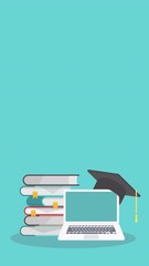 Wall Mural - e-learning, online education at home. concept of webinar, business online training, education on com