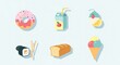 © Carlos - Colorful Cartoon Food Set Donut, Juice, Sushi, and More