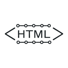 Html coding basics a beginner's guide to web development online learning digital environment educational perspective. Vector outline illustration