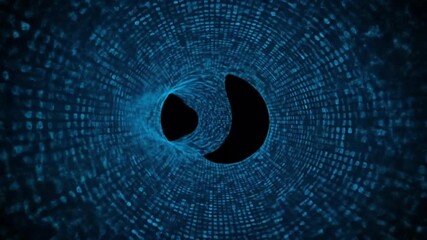 Dynamic data tunnel with binary code flowing towards black hole digital abstract