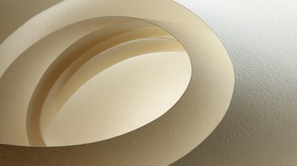 Canvas Print - abstract circular layers of light beige and cream colored paper