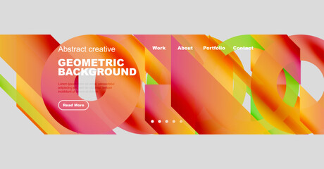 Wall Mural - abstract website header design. vibrant colors, geometric shapes, text overlays, navigation menu pre