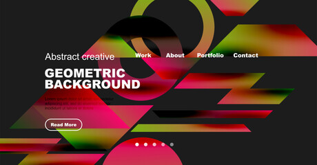 Wall Mural - abstract website mockup. geometric shapes, vibrant colors, text elements present. modern design, dar