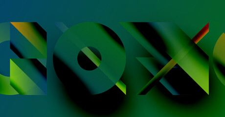 Wall Mural - abstract graphic design features overlapping geometric shapes forming nox text. vivid green, blue hu