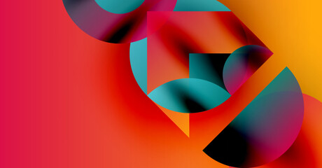 Wall Mural - abstract composition. vibrant colors blend, creating fluid shapes. red, orange, teal dominate design
