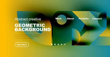 Wall Mural - modern website header design. abstract shapes, vibrant colors, navigation menu present. text details