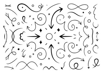 Collection of colorful brush stroke arrow shapes and design elements for creative projects