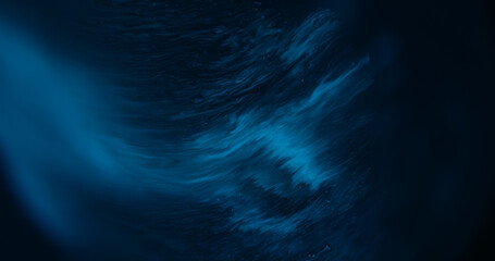 Wall Mural - Sparkling flow. Blur abstract fluid. Defocused blue purple color wave ripple acrylic liquid on creative art dark black wet background.