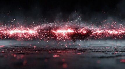 Wall Mural - Abstract Visualization of Complex Soundwave in Red Sparkling Effect