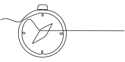 Magnetic compass continuous one line drawing. Land, sea, navigation, geography compass single line art illustration. Editable vector.  