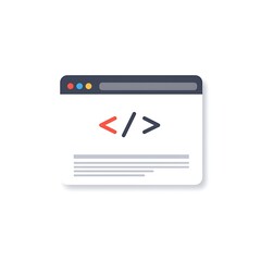 Modern browser window displaying code symbols for web development and programming concepts