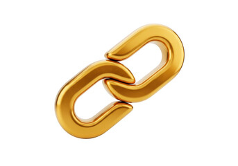 Golden link isolated on transparent background, representing connection and communication