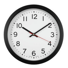 Wall Mural - Classic analog wall clock with black frame isolated on transparent background