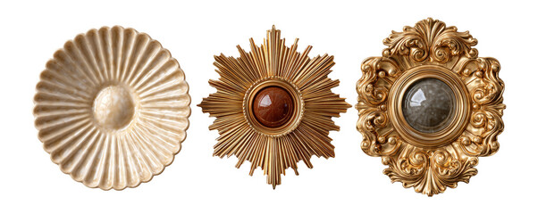 Decorative Gold Objects for Design, Clipart, or Isolated Background Use