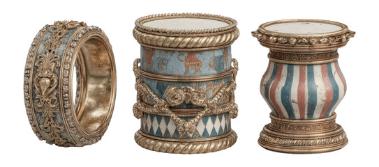 Decorative Antique Objects Isolated on Transparent Background