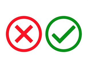 Wall Mural - Red X and Green Checkmark Symbols