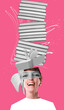 © Solarisys - Head with books as a metaphor for education. Art collage or design. Creative idea symbol. Mental Health, thinking, psychology, education, intellectual development concept