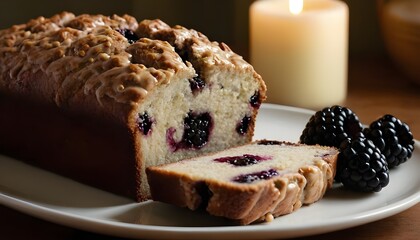 Wall Mural - loaf of blackberry bread with glaze on top
