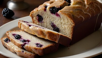 Wall Mural - loaf of blackberry bread with glaze on top