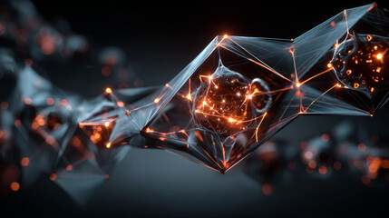 Vector connections of lines and dots. Technology banner template. Graphic abstract background communication. Minimal array with compounds lines and dots. Digital data visualization.
