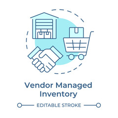 Wall Mural - Vendor managed inventory soft blue concept icon. Supplier control of material. Resources management method. Round shape line illustration. Abstract idea. Graphic design. Easy to use in article