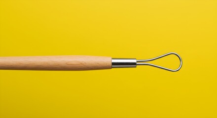 Yellow Abstract: Metal tool displays bright yellow backdrop. Use as backdrop, wallpaper, template, or for creative design, UI/UX design, branding, social media.