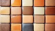© Maksym - Glazed clay background ceramic tiles seamless pattern earth tones terracotta amber ochre natural texture web design backdrop overhead lighting composition