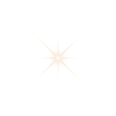 Wall Mural - Sparkling Star with Rays Isolated on Transparent Background
