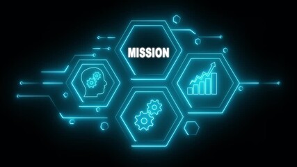 Abstract neon Hud knowledge ability business gear icon Glowing neon line concept. Glowing 
