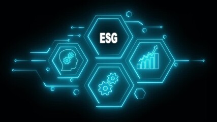 Abstract neon Hud knowledge ability business gear icon Glowing neon line concept. Glowing 