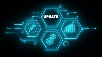 Abstract neon Hud knowledge ability business gear icon Glowing neon line concept. Glowing 