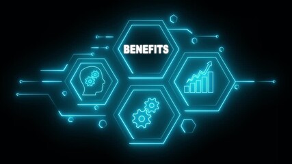 Abstract neon Hud knowledge ability business gear icon Glowing neon line concept. Glowin