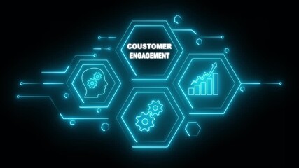 Abstract neon Hud knowledge ability business gear icon Glowing neon line concept. Glowing 