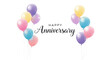 © jami - Colorful balloons and elegant script create a stunning Happy Anniversary message, perfect for celebrations