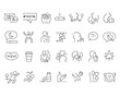 © Joya - Set of outline icons related to bad habits. Linear icon collection