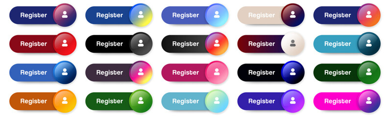 Wall Mural - Register buttons set icon design. account Registration buttons icon ui, ux. colorful gradient. vector