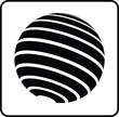 © imran - A modern, minimalist black and white vector icon of a striped global sphere, perfect for business, technology, or finance apps and websites.