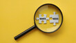 © Shamim - Magnifying glass focusing on Wants and Needs jigsaw puzzle pieces, highlighting business strategy and consumer insights, on yellow