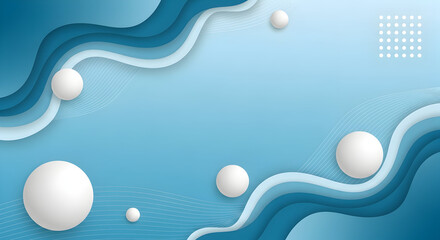 Wall Mural - Fluid abstract background with modern wave design and floating spheres, perfect for dynamic digital presentations and branding