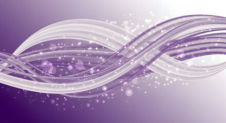 Wall Mural - Elegant abstract design with flowing purple and white ribbons, sparkling particles for modern backgrounds and creative projects