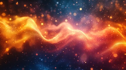 Wall Mural - Abstract Wavy Pattern with Golden and Red Sparkles