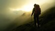 © Team - Adventurous hiking journey misty mountains nature photography serene environment silhouette viewpoint inspiring exploration