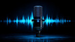 © BestFootageFirst - Professional Audio Mic with Digital Wave Background