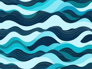Wall Mural - abstract ocean waves: teal and navy blue seamless pattern