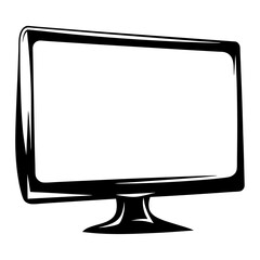 Modern flat screen monitor vector illustration-Black and white vector illustration of a modern flat screen computer monitor with a blank display, created in a bold graphic style to symbolize technolog