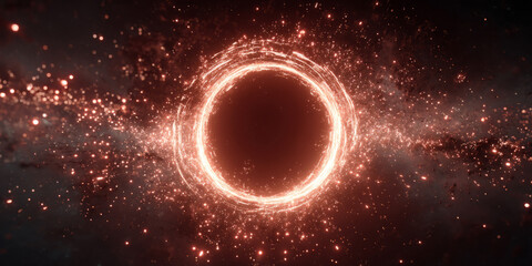 Wall Mural - Dramatic visual representations of black holes or eclipses with glowing energy rings