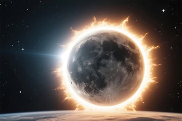 Wall Mural - Earth Moon and Sun in Space