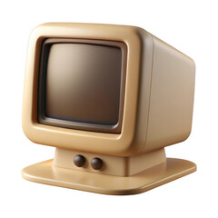 3d vintage computer monitor isolated on transparent background