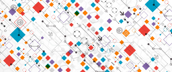 Wall Mural - abstract technology concept. circuit board, high computer color background. vector illustration with