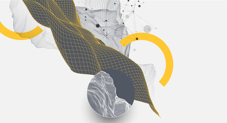 Wall Mural - the abstract wave is made in a frame style. template for science and technology presentation. vector